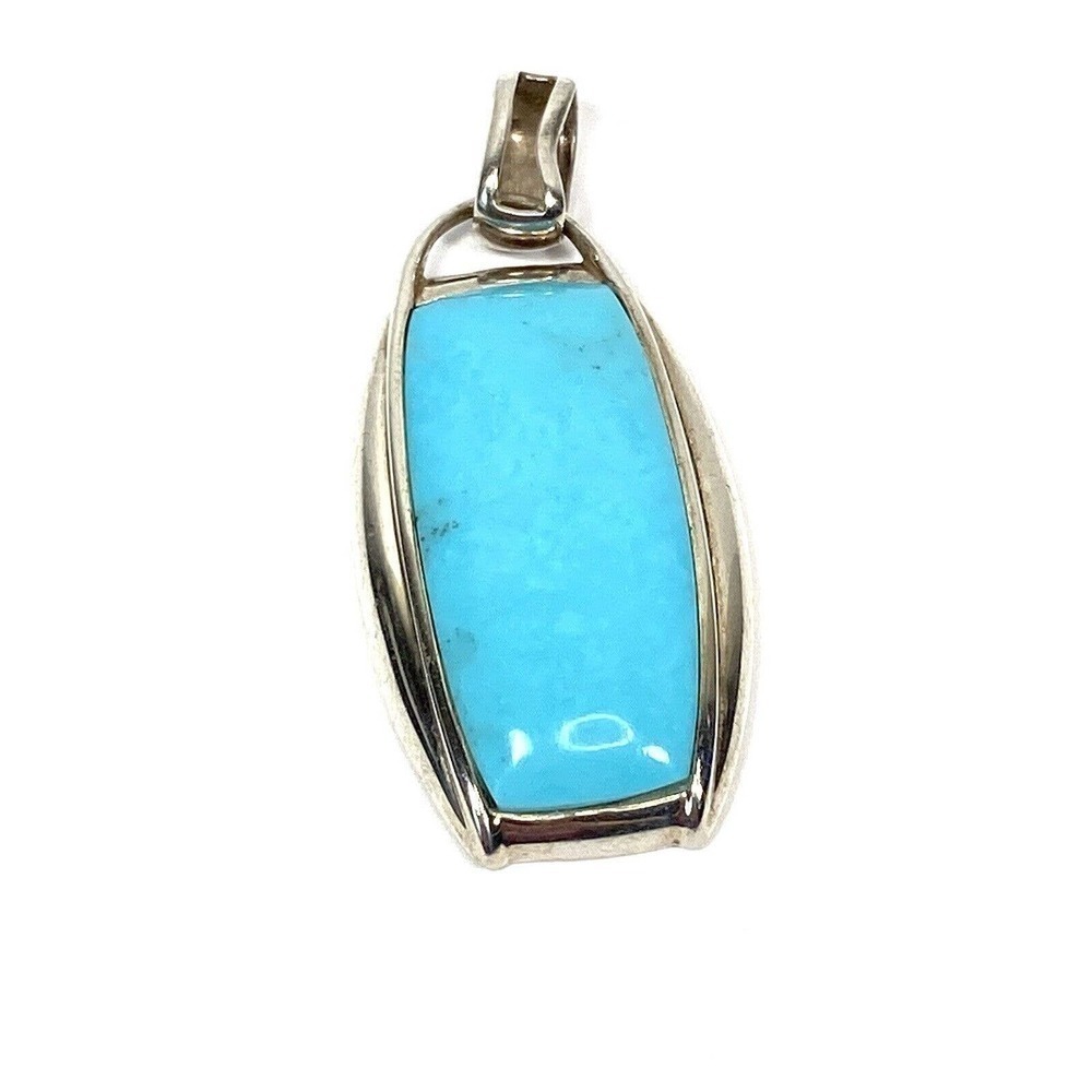 925 Thailand Pendant Blue Stone Large Sterling Silver 13.69g